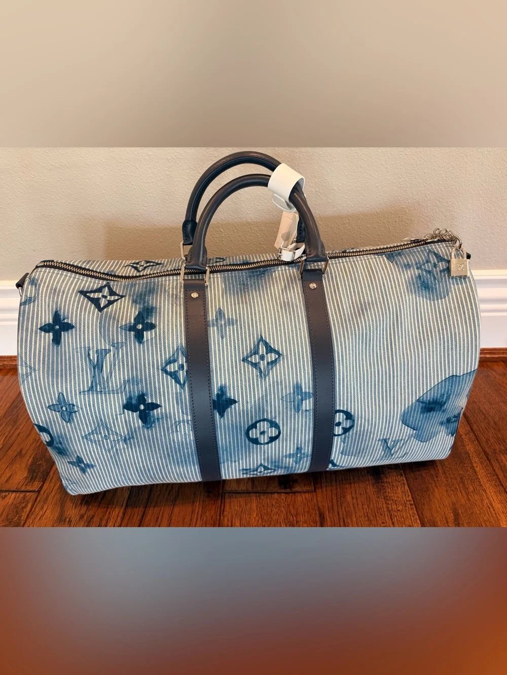 Louis Vuitton Keepall Bandoulière 50 Watercolor Hickory Striped Denim